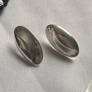 Silver Oval wave earrings
